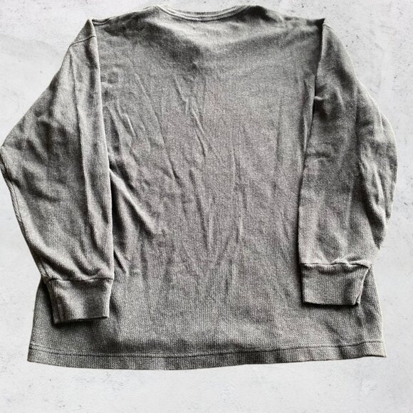 Abercrombie & Fitch Shirt Mens Large Relaxed Soft Thermal Gray Henley Waffle - Picture 3 of 7